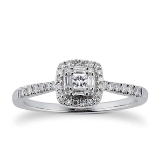 Goldsmiths 9ct White Gold 0.25cttw Diamond Mixed Cut Cluster Ring