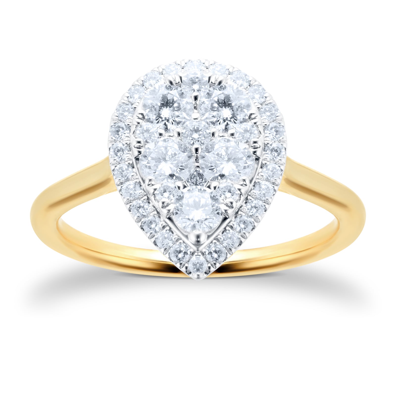 18ct Yellow Gold 0.75cttw Pear Cluster Diamond Ring image