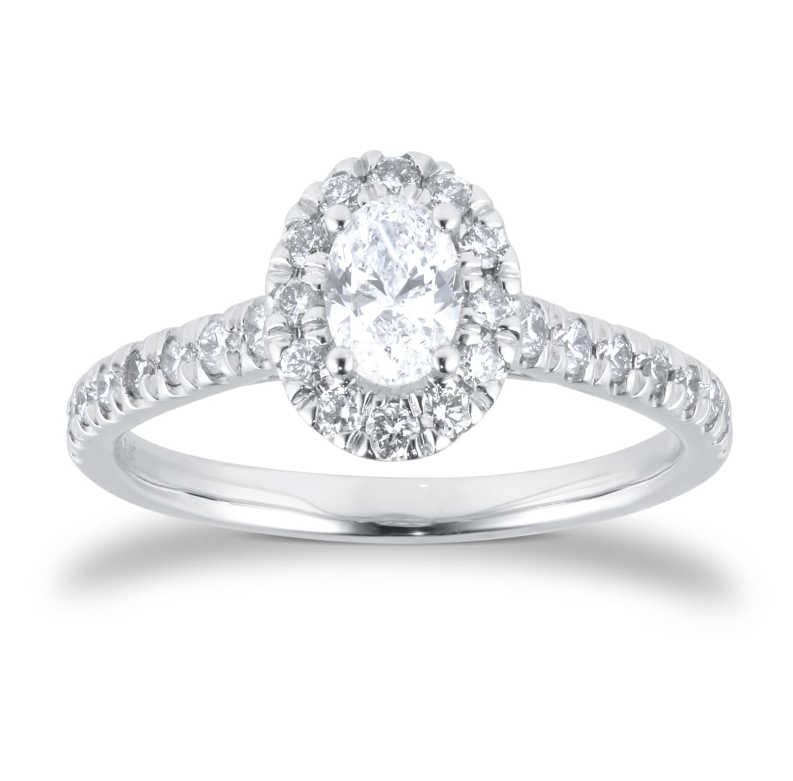 Platinum 0.80cttw Oval Diamond Halo Engagement Ring image