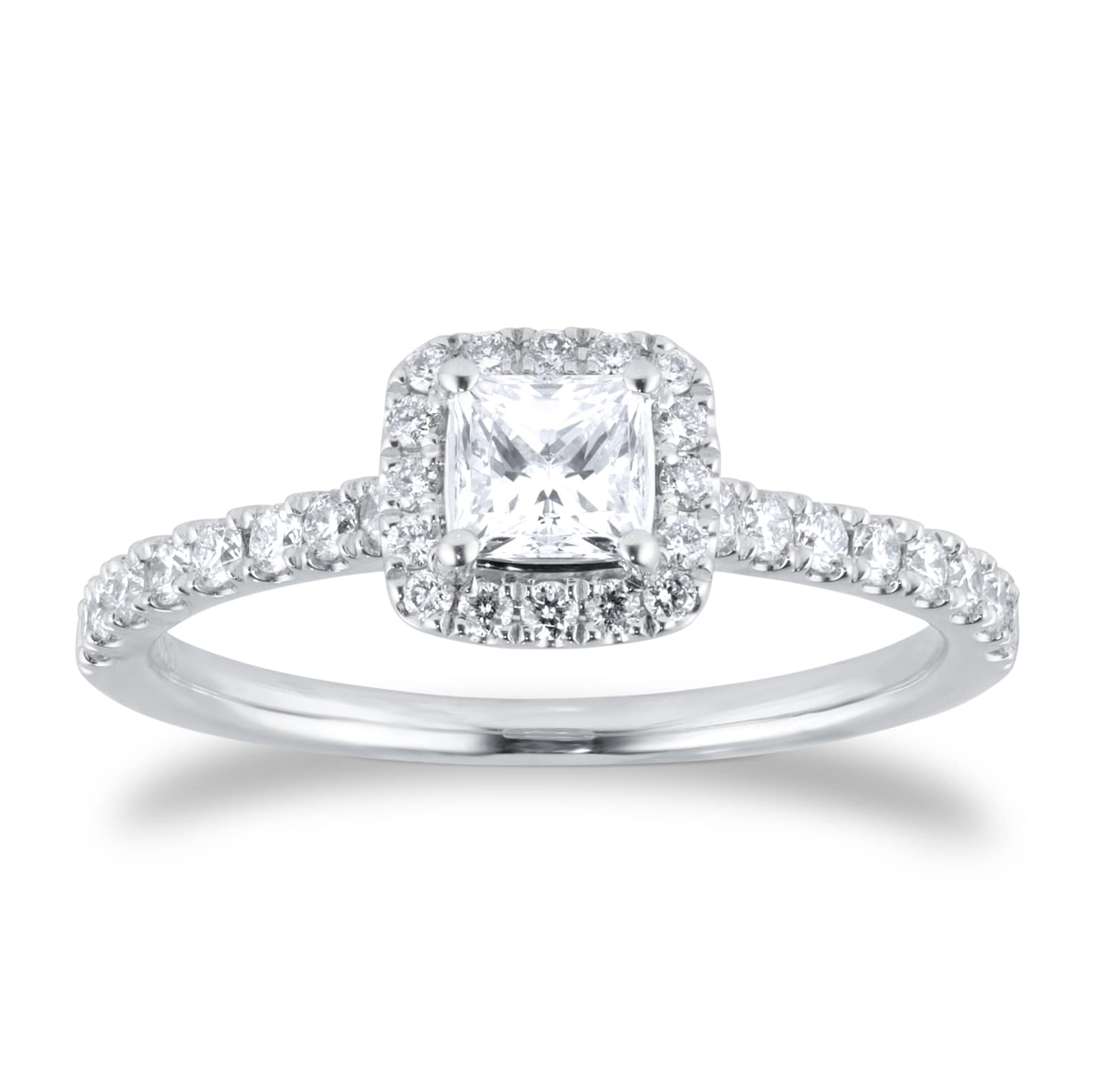 Platinum 0.80cttw Princess Cut Diamond Halo Engagement Ring image