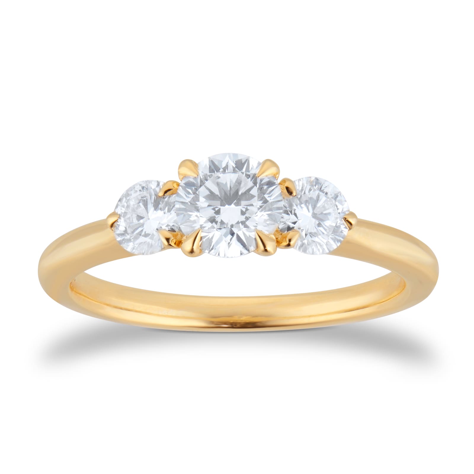 Goldsmiths Exclusive 18ct Yellow Gold 1.00cttw Brilliant Cut 3 Stone Goldsmiths Signature Diamond Engagement Ring