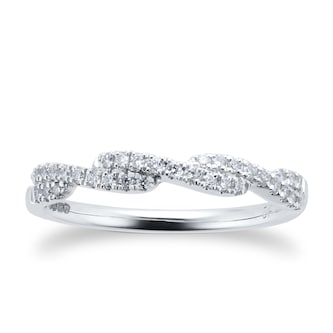 Goldsmiths 9ct White Gold 0.17ct Diamond Cross Over Eternity Ring