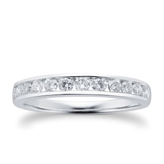 Goldsmiths Brilliant Cut 0.50ct Channel Set Half Eternity Ring In 9ct White Gold