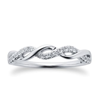 Goldsmiths 18ct White Gold 0.15cttw Twist Design Eternity Ring