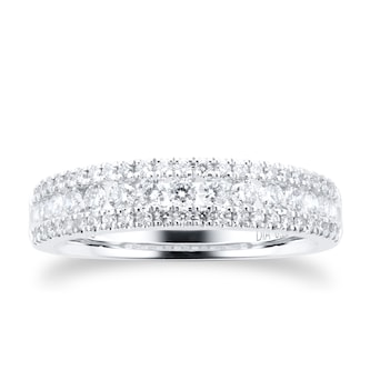 Goldsmiths 18ct White Gold Three Row 0.70ct Diamond Eternity Ring