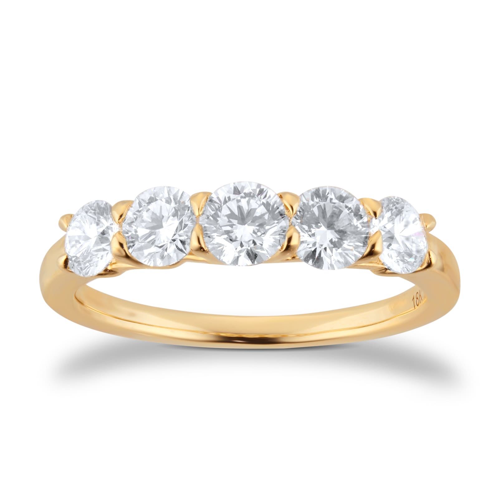 Goldsmiths Exclusive 18ct Yellow Gold 1.00cttw Brilliant Cut 5 Stone Goldsmiths Signature Diamond Eternity Ring