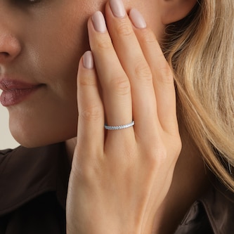 Goldsmiths 9ct White Gold 0.20cttw Brilliant Cut Diamond Stacker Eternity Ring