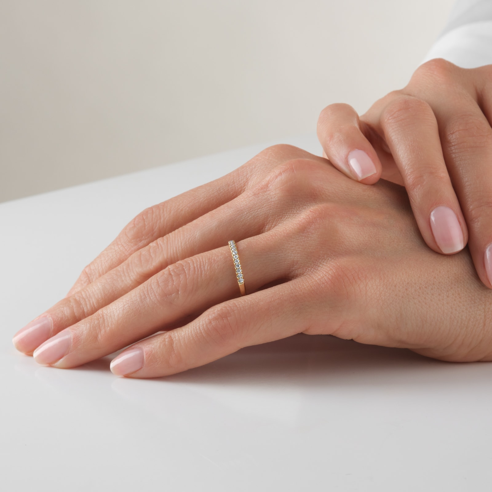 Goldsmiths 9ct Yellow Gold 0.20cttw Brilliant Cut Diamond Stacker Eternity Ring