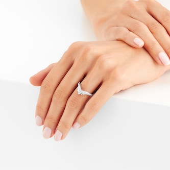 Goldsmiths 18ct White Gold 0.50ct Diamond Double Row Shaped Wedding Band