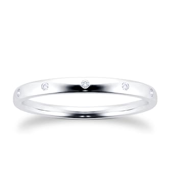 Goldsmiths 18ct White Gold 0.03ct Diamond 5 Stone Wedding Band