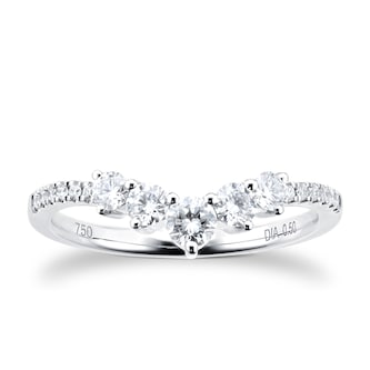 Goldsmiths 18ct White Gold 0.50ct Diamond Curved Wedding Ring