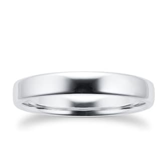 Goldsmiths 3mm Slight Court Standard  Wedding Ring In 9 Carat White Gold