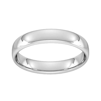 Goldsmiths 4mm Slight Court Standard  Wedding Ring In 9 Carat White Gold