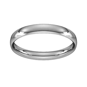 Goldsmiths 3mm Traditional Court Standard Wedding Ring In 18 Carat White Gold