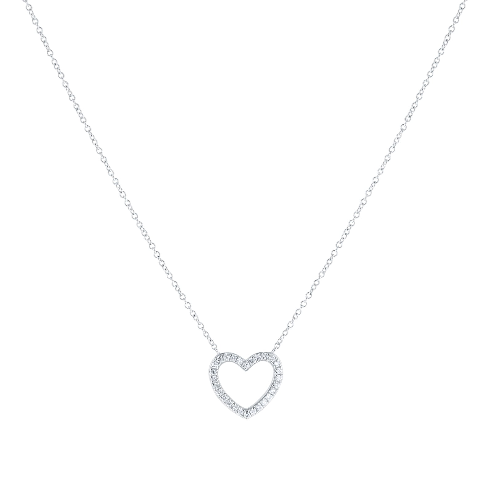 Goldsmiths 9ct White Gold 0.10cttw Diamond Heart Necklace