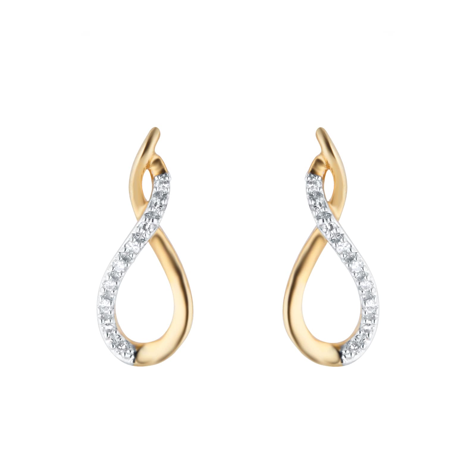 9ct Yellow Gold 0.06cttw Diamond Figure 8 Stud Earrings image
