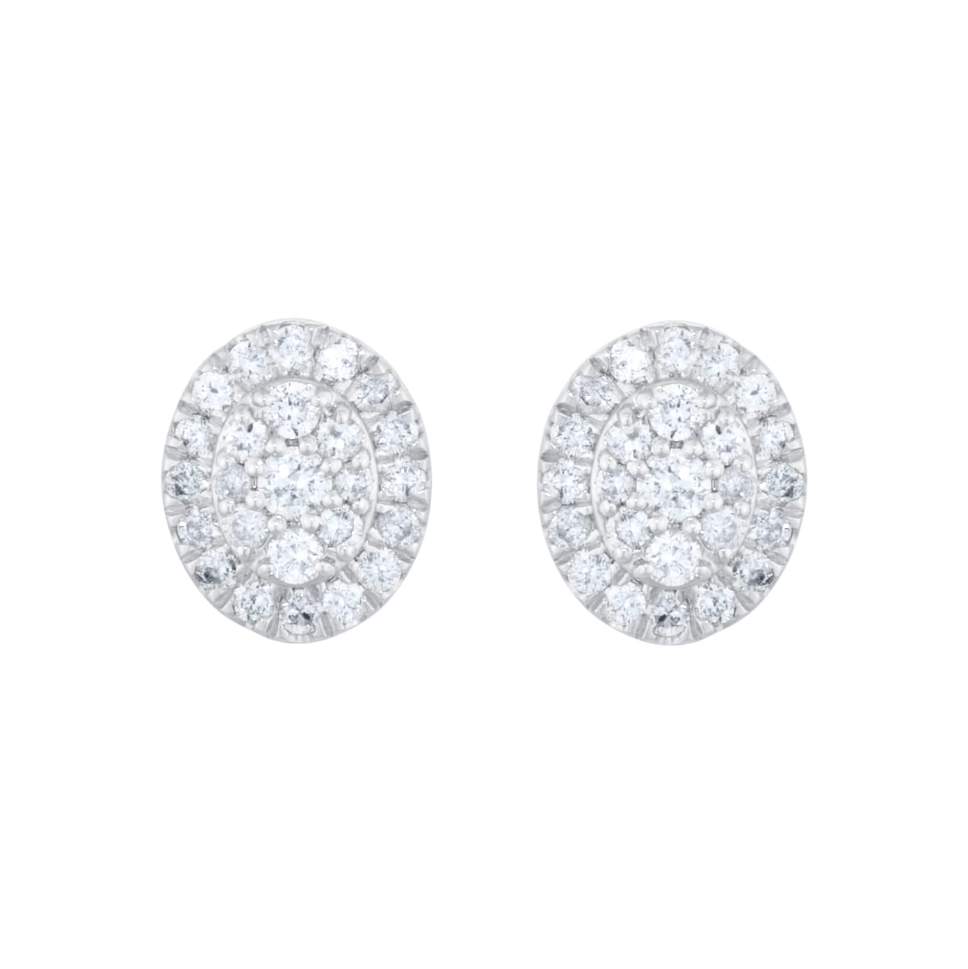 Goldsmiths 9ct White Gold 0.25cttw Oval Shape Diamond Cluster Stud Earrings