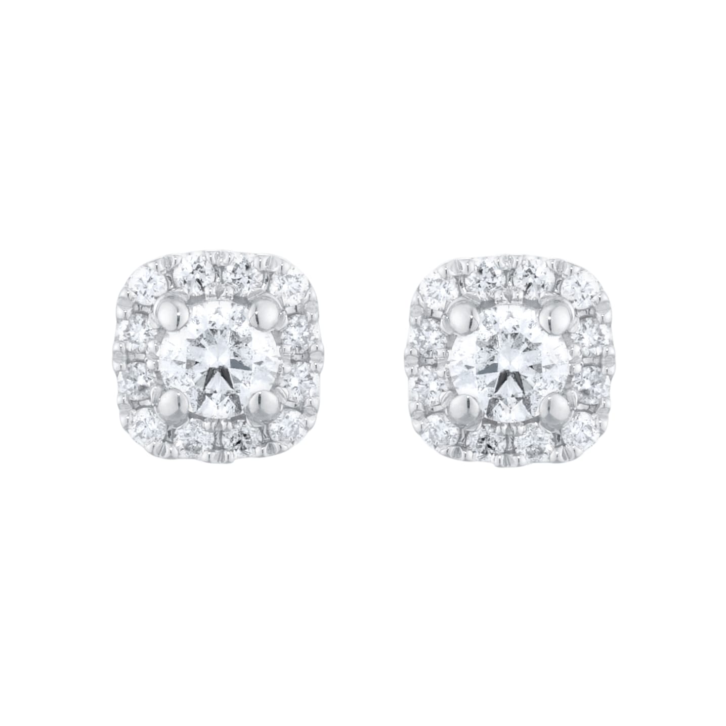 9ct White Gold 0.34cttw Brilliant Cut Diamond Halo Stud Earrings image