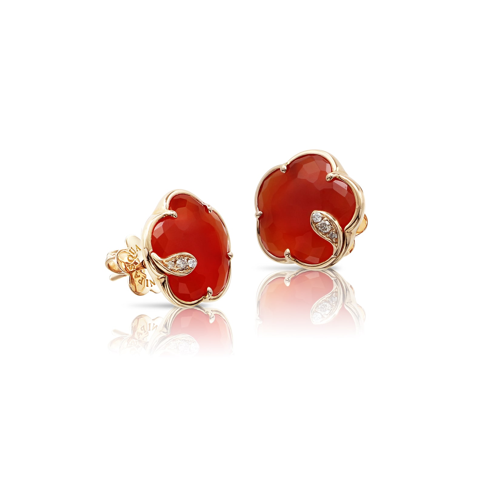 Petit Joli Earrings in 18ct Rose Gold with Carnelian and Diamonds image