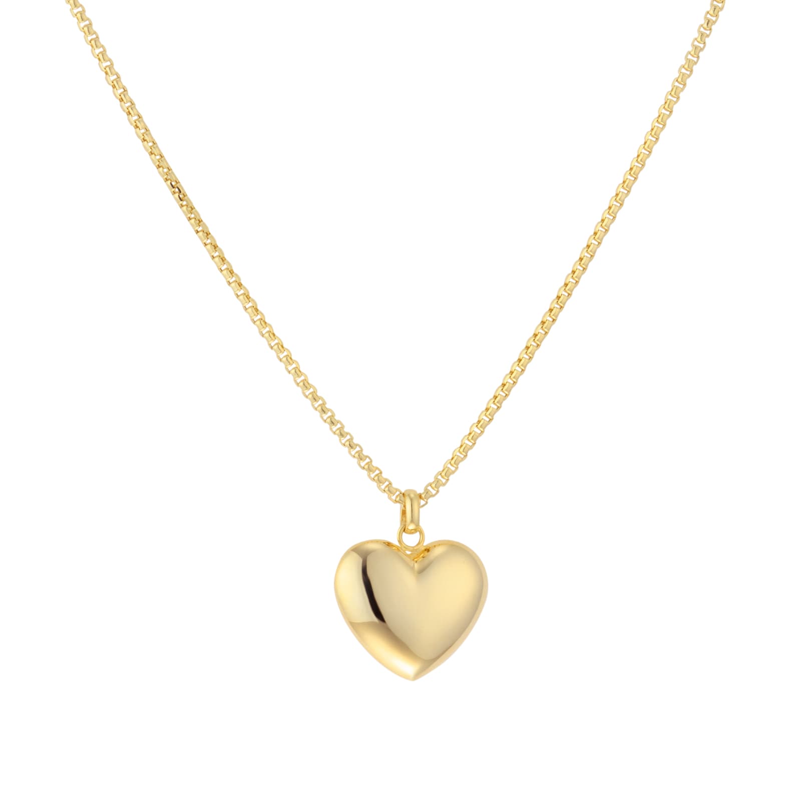 9ct Yellow Gold 16x18 Puff Heart Pendant image