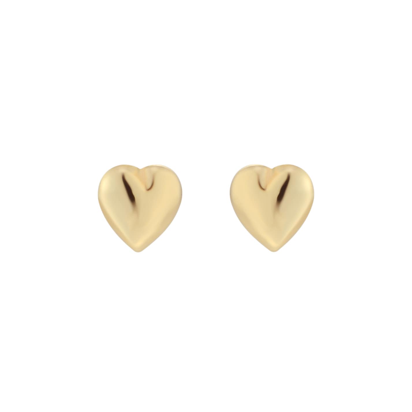 Goldsmiths 9ct Yellow Gold Small Puff Heart Stud Earrings