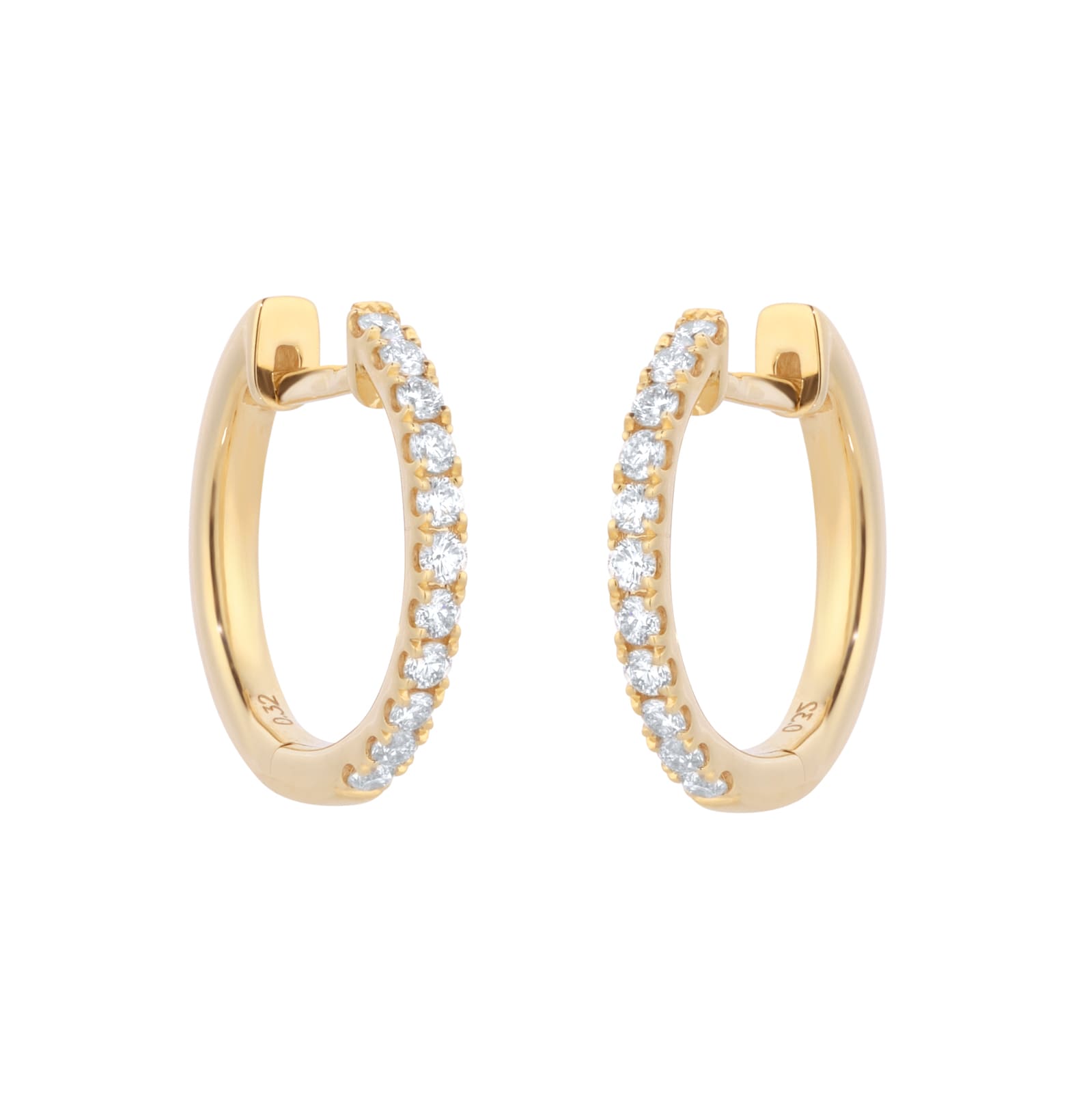 9ct Yellow Gold 0.30cttw Brilliant Cut Diamond Hoop Earrings image