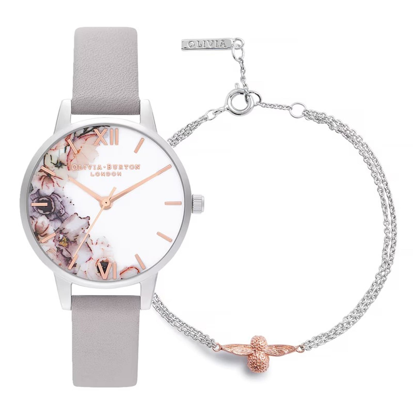 Watercolour Florals 30mm Ladies Watch and Bracelet Gift Set image