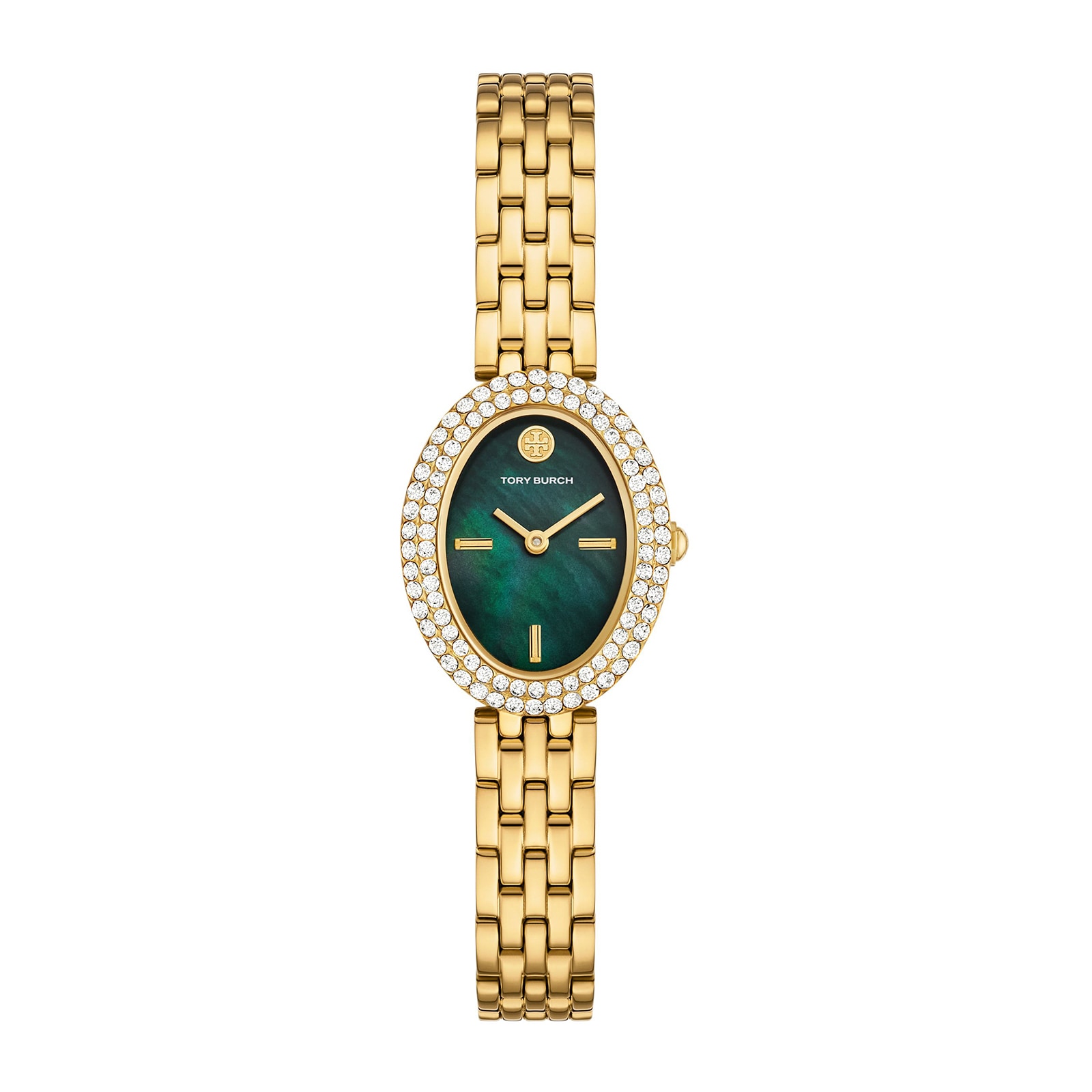 Oval Gold Plated Green Dial Ladies Watch image