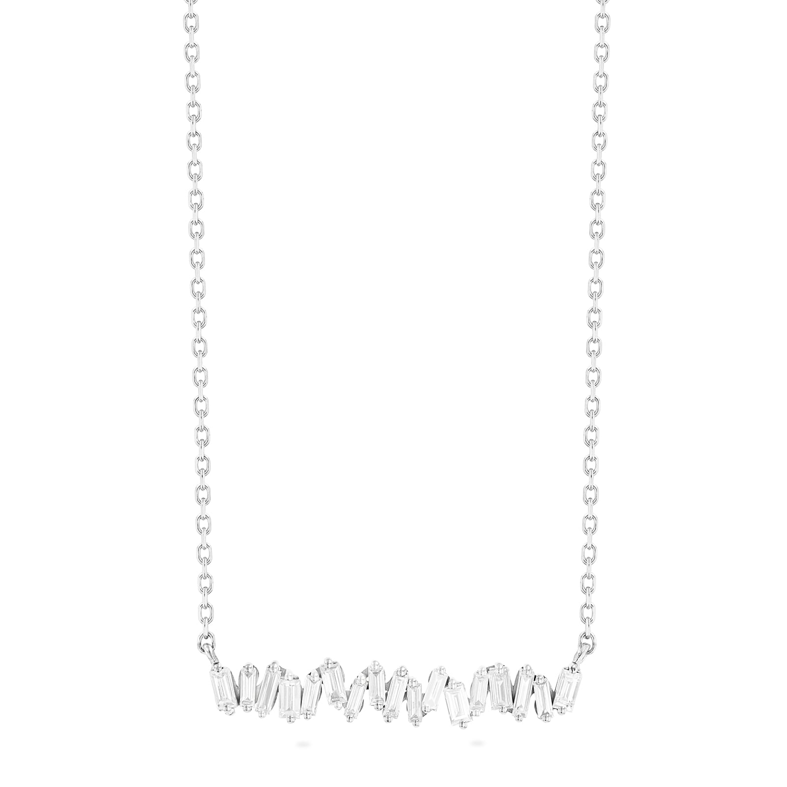 18ct White Gold Classic Firework 0.30cttw Diamond Bar Necklace image