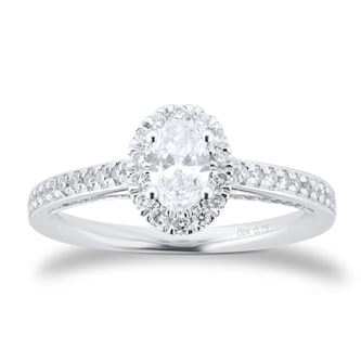 Jenny Packham 18ct White Gold 0.75cttw Diamond Oval Halo Engagement Ring