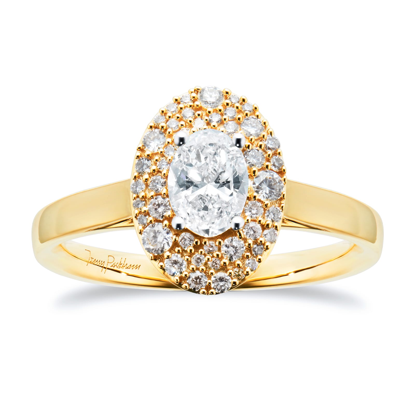 18ct Yellow Gold 0.75cttw Oval Halo Engagement Ring image