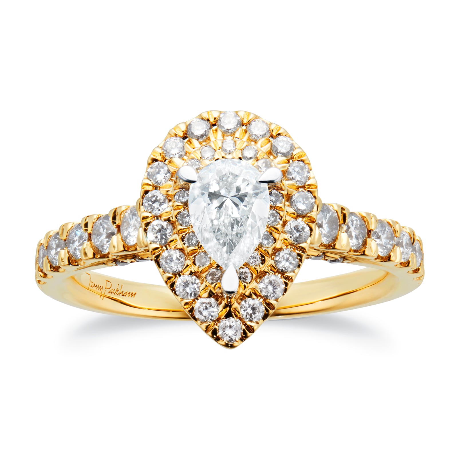18ct Yellow Gold 1.25cttw Pear Halo Engagement Ring image