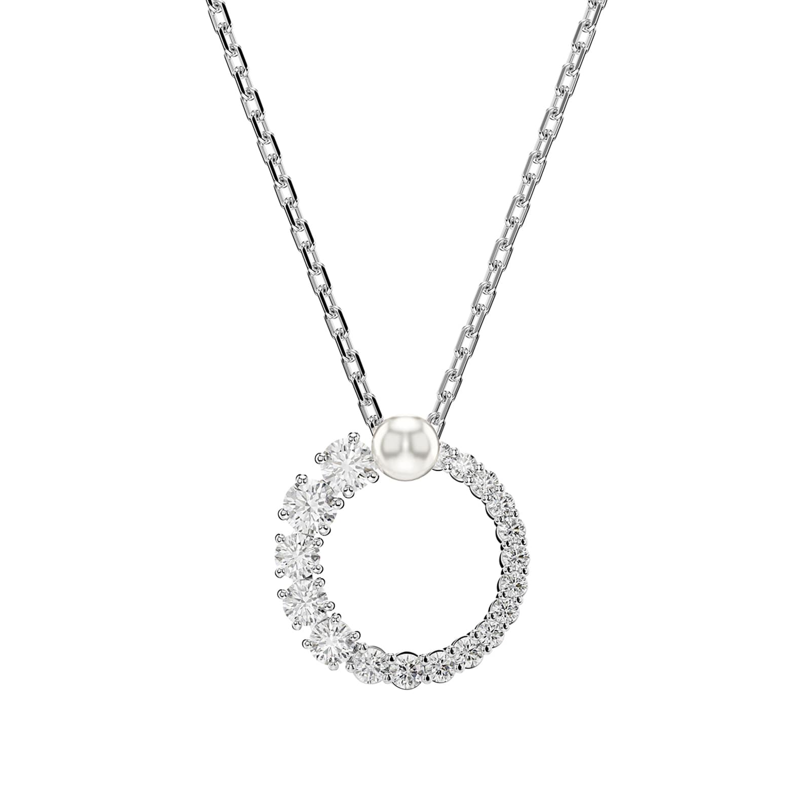 SWAROVSKI Matrix Silver Coloured Cubic Zirconia & Pearl Pendant Necklace