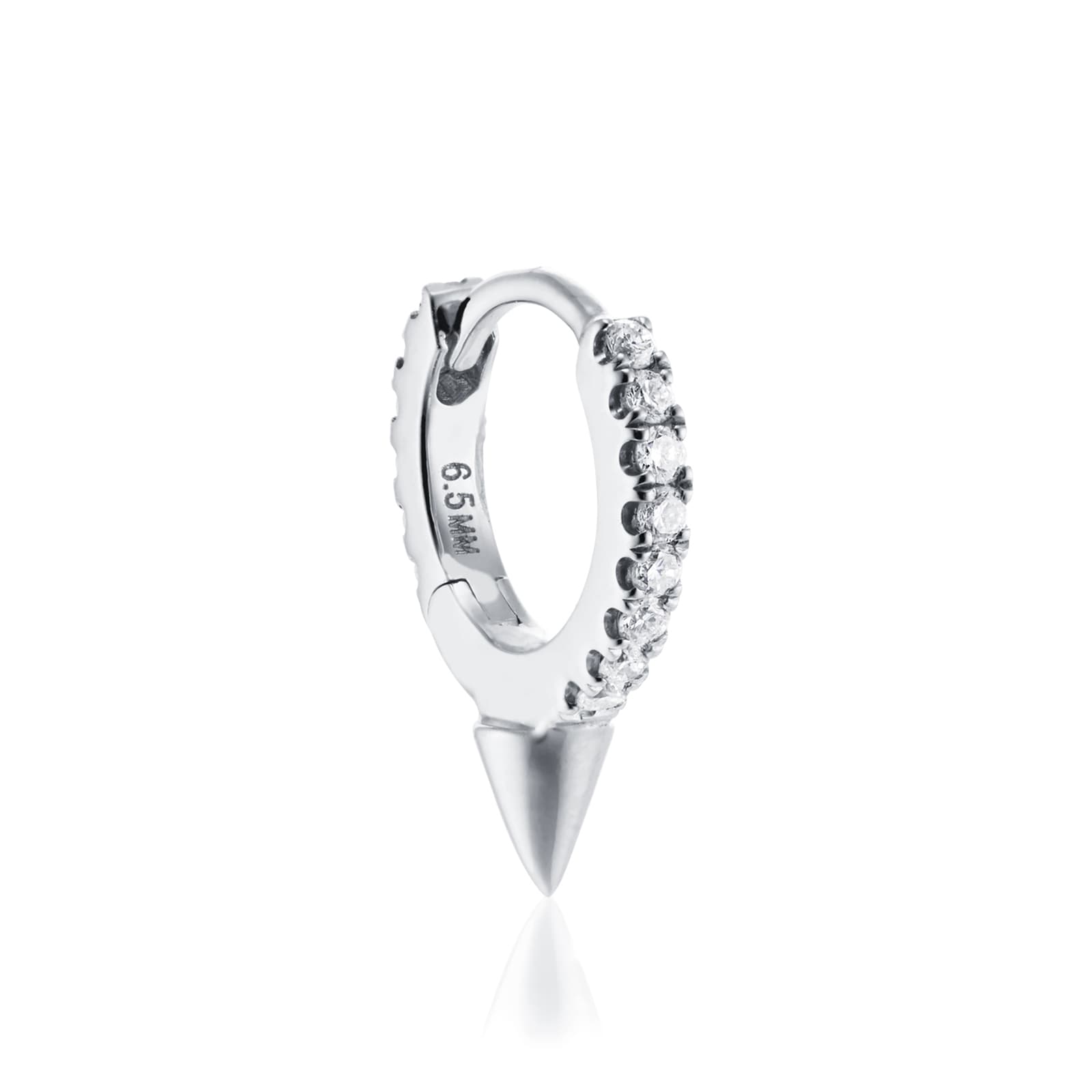 Maria Tash 18ct White Gold 6.5mm Short Spike Diamond 0.07ct Single Hoop Earring