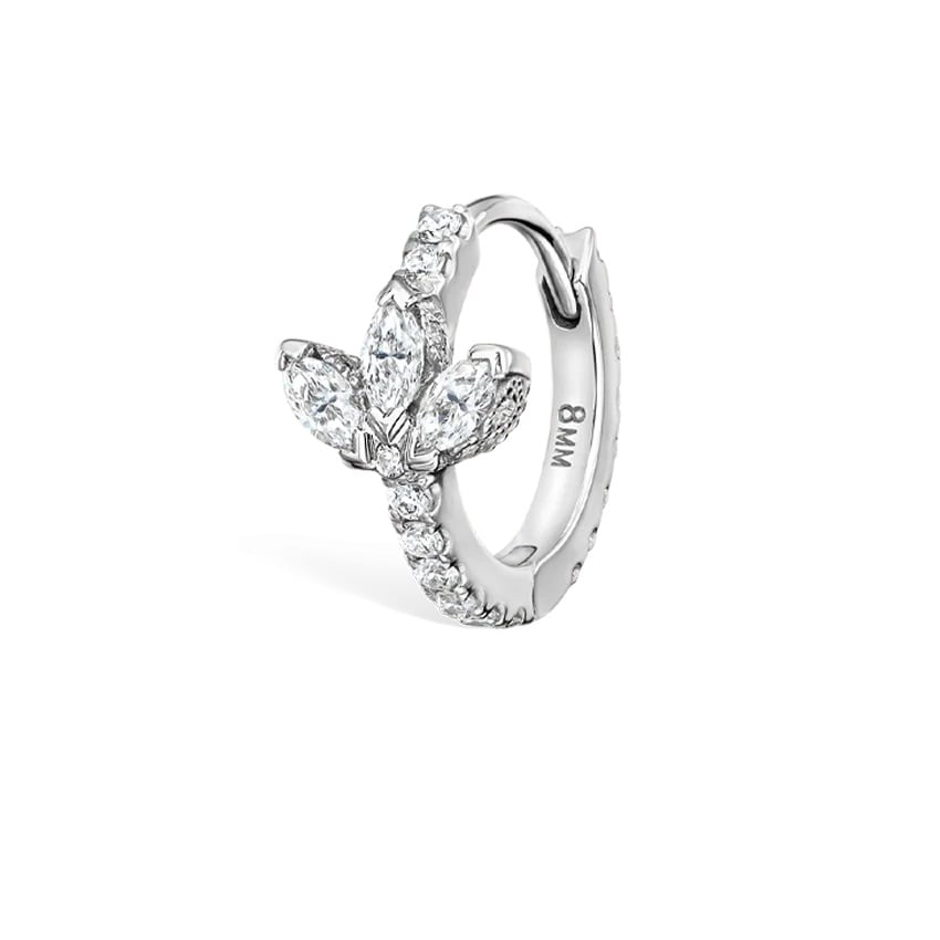 18ct White Gold 8mm 0.22ct Diamond Lotus Eternity Single Hoop Earring image