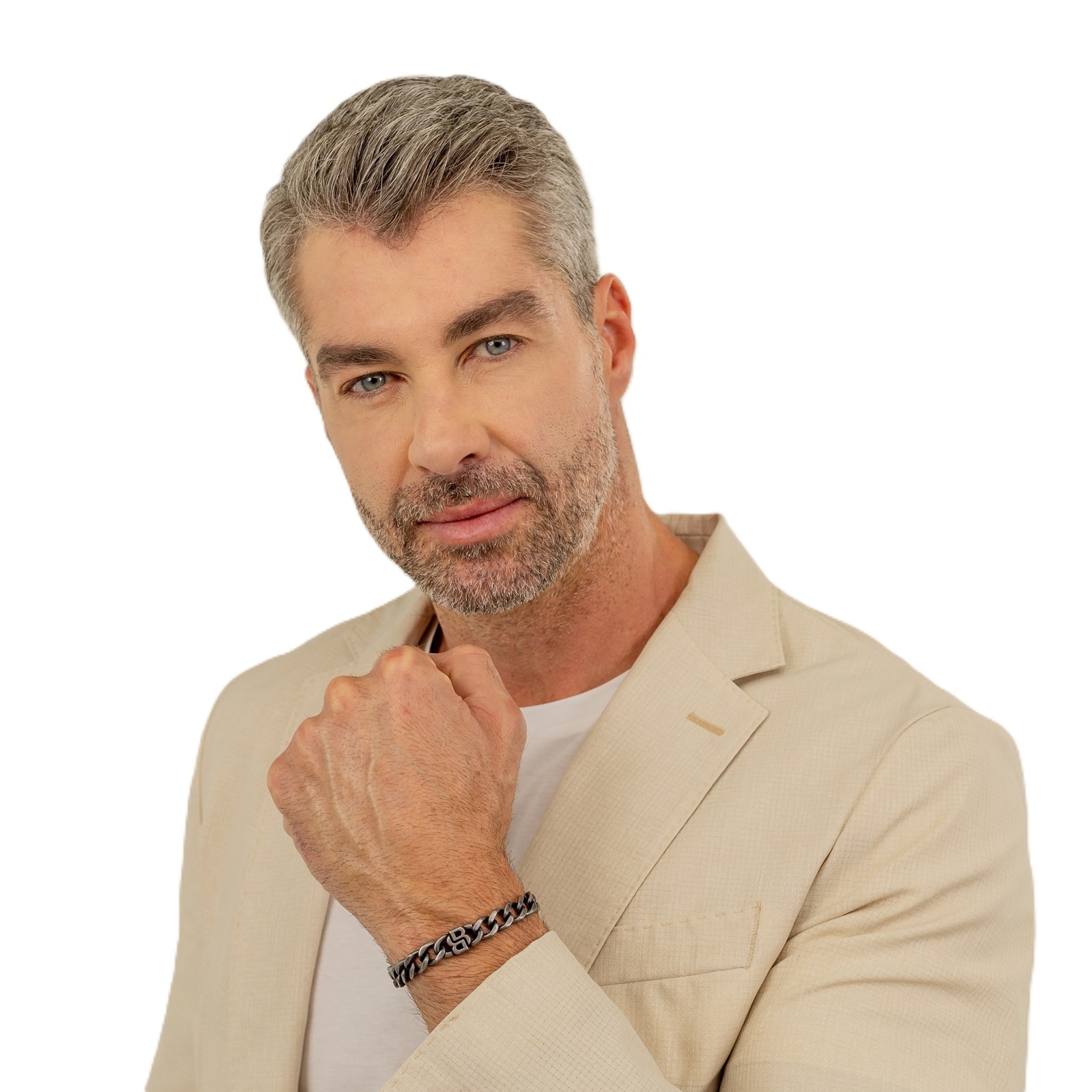 BOSS Gents BOSS Double B Black Stainless Steel Link Bracelet