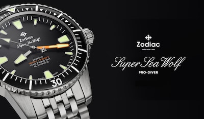 Zodiac Watches with logo and image of Super Sea Wolf watch image