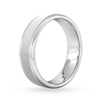Goldsmiths 6mm Slight Court Heavy Matt Centre With Grooves Wedding Ring In 9 Carat White Gold