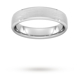 Goldsmiths 5mm Flat Court Heavy Polished Chamfered Edges With Matt Centre Wedding Ring In 9 Carat White Gold